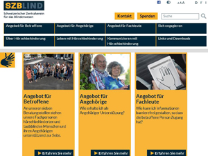 zeigt die Startseite von taubblind.ch 
